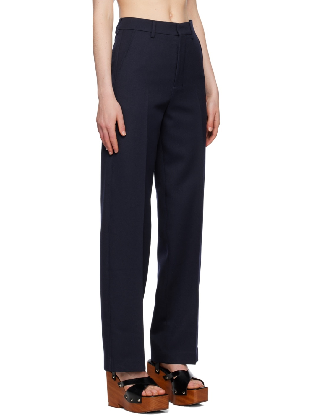Navy Wide-Leg Trousers - 2