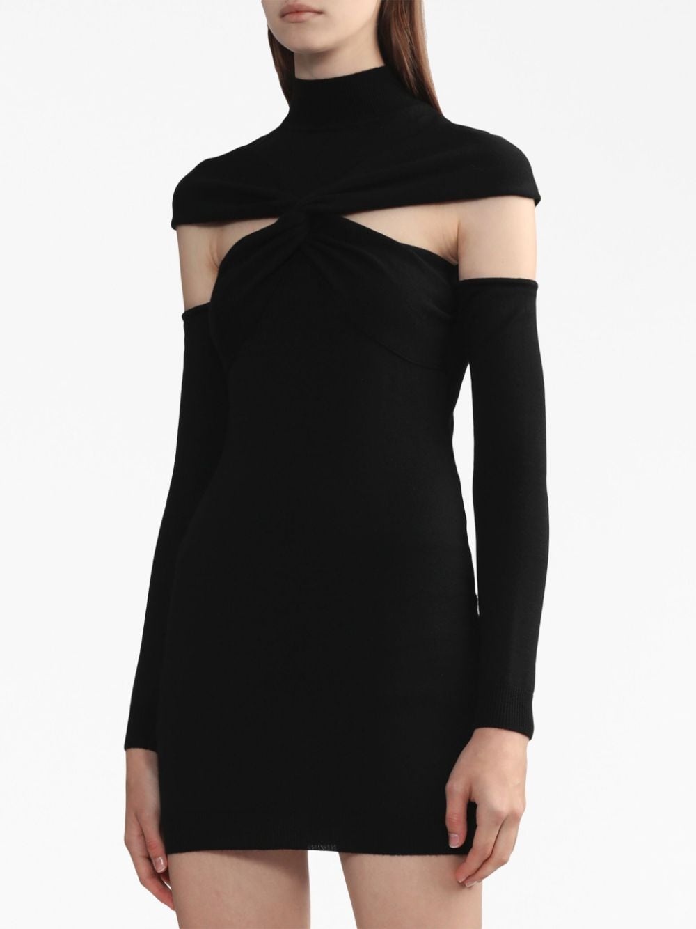 cut-out twisted wool minidress - 3