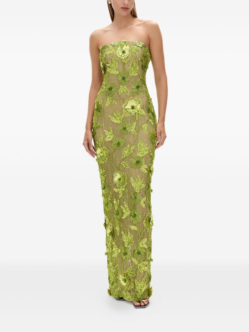 RACHEL GILBERT Pierre floral-embellished strapless gown outlook
