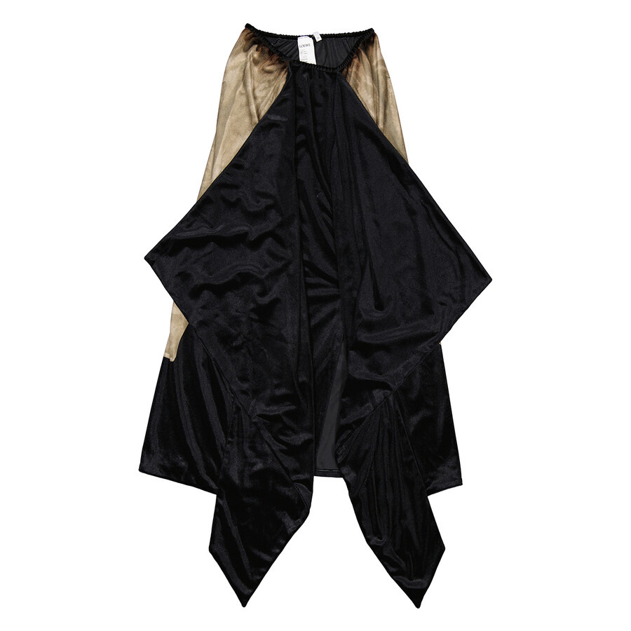 Loewe Ladies Brown / Black Trompe Loeil Midi Skirt - 5