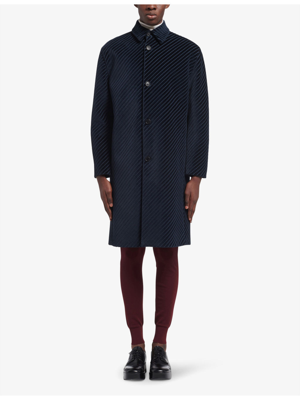 Pinstriped collared corduroy coat - 2