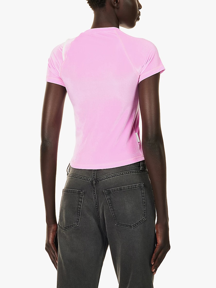 Regular-fit short-sleeve stretch-velour top - 4