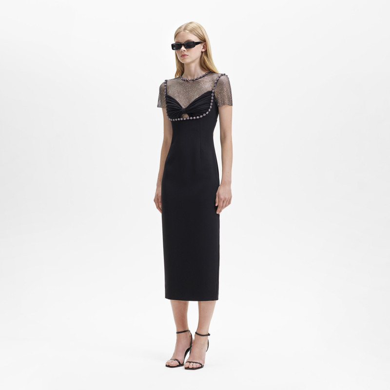 Black Crepe And Hotfix Midi Dress 2