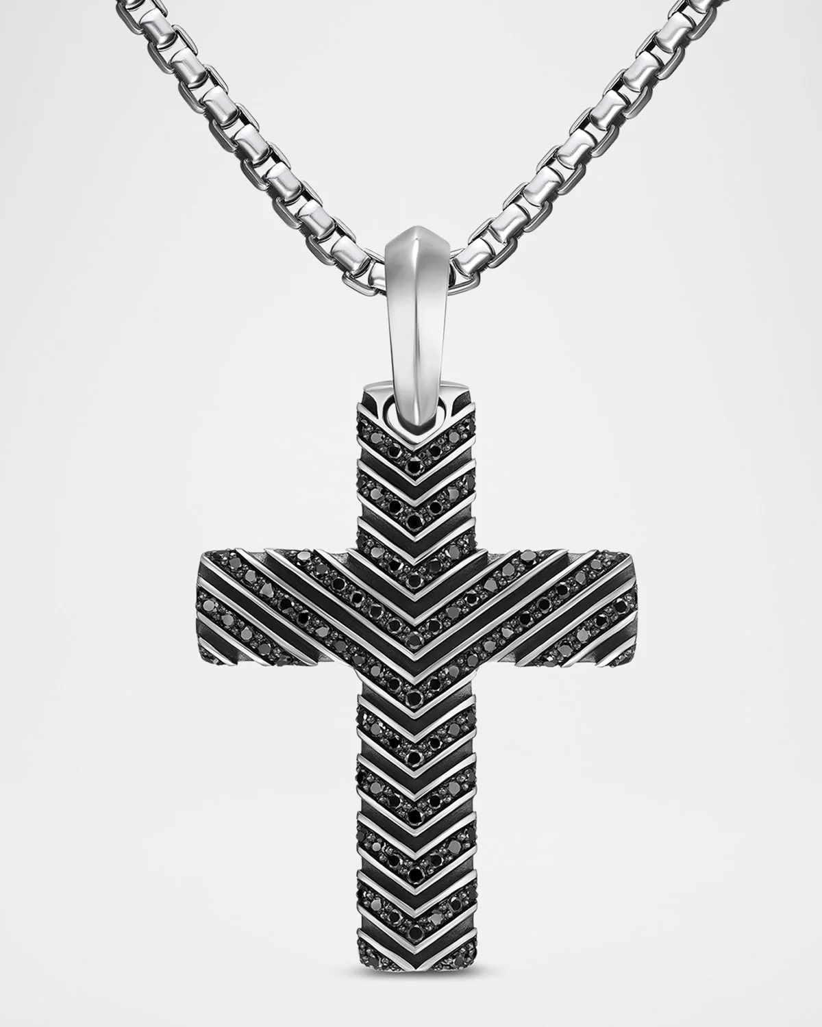 Men's Chevron Cross Enhancer in Silver with Diamonds, 36mm - 1