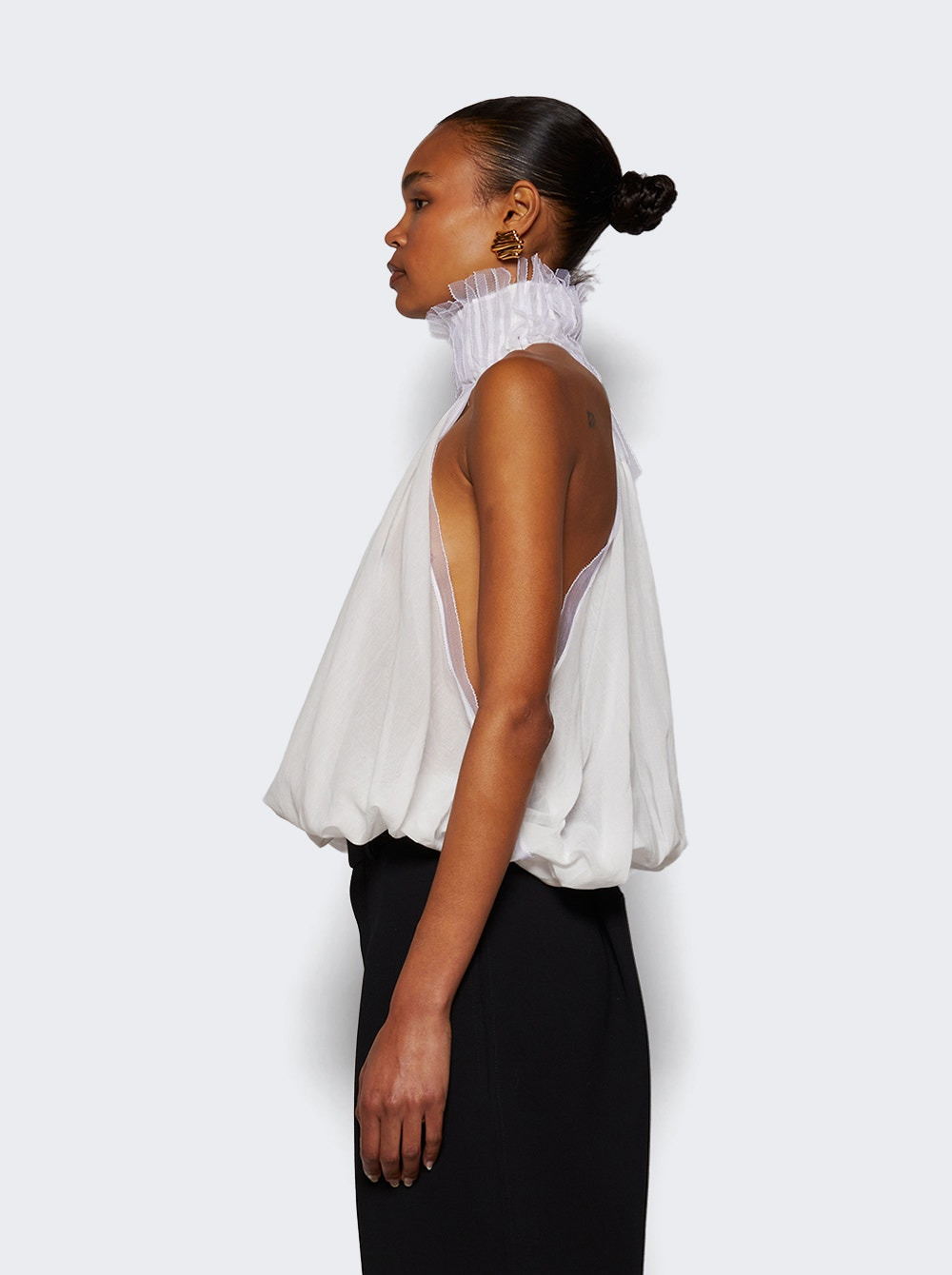 Vanished Pintucked Halter Top White - 3