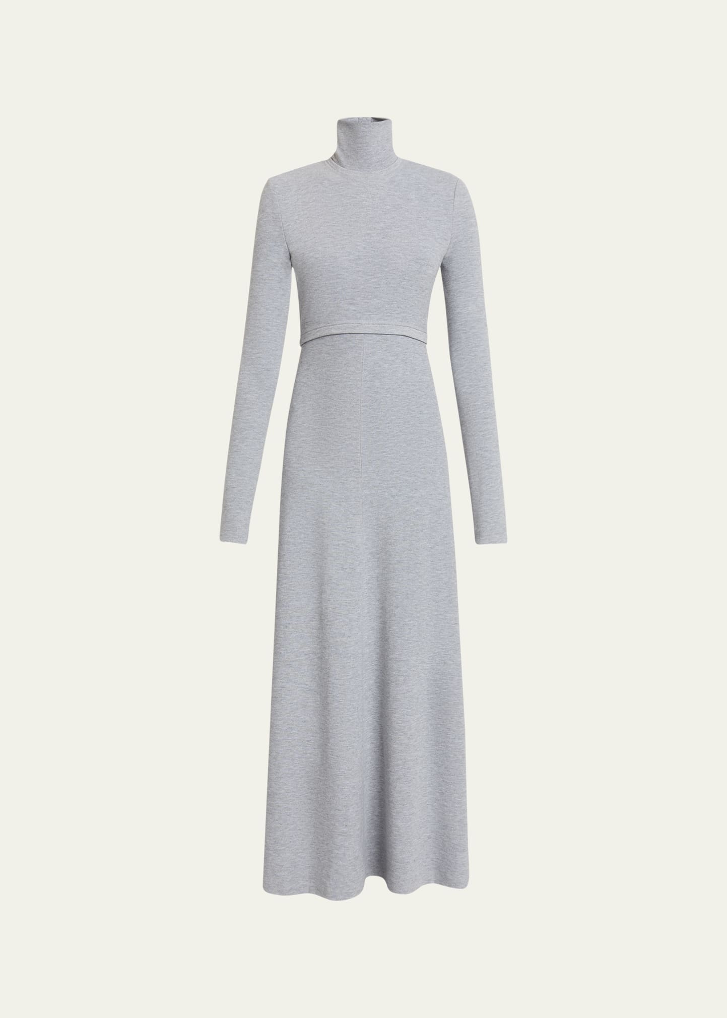 Jayne Brushed Rib-Knit Turtleneck Maxi Dress - 1