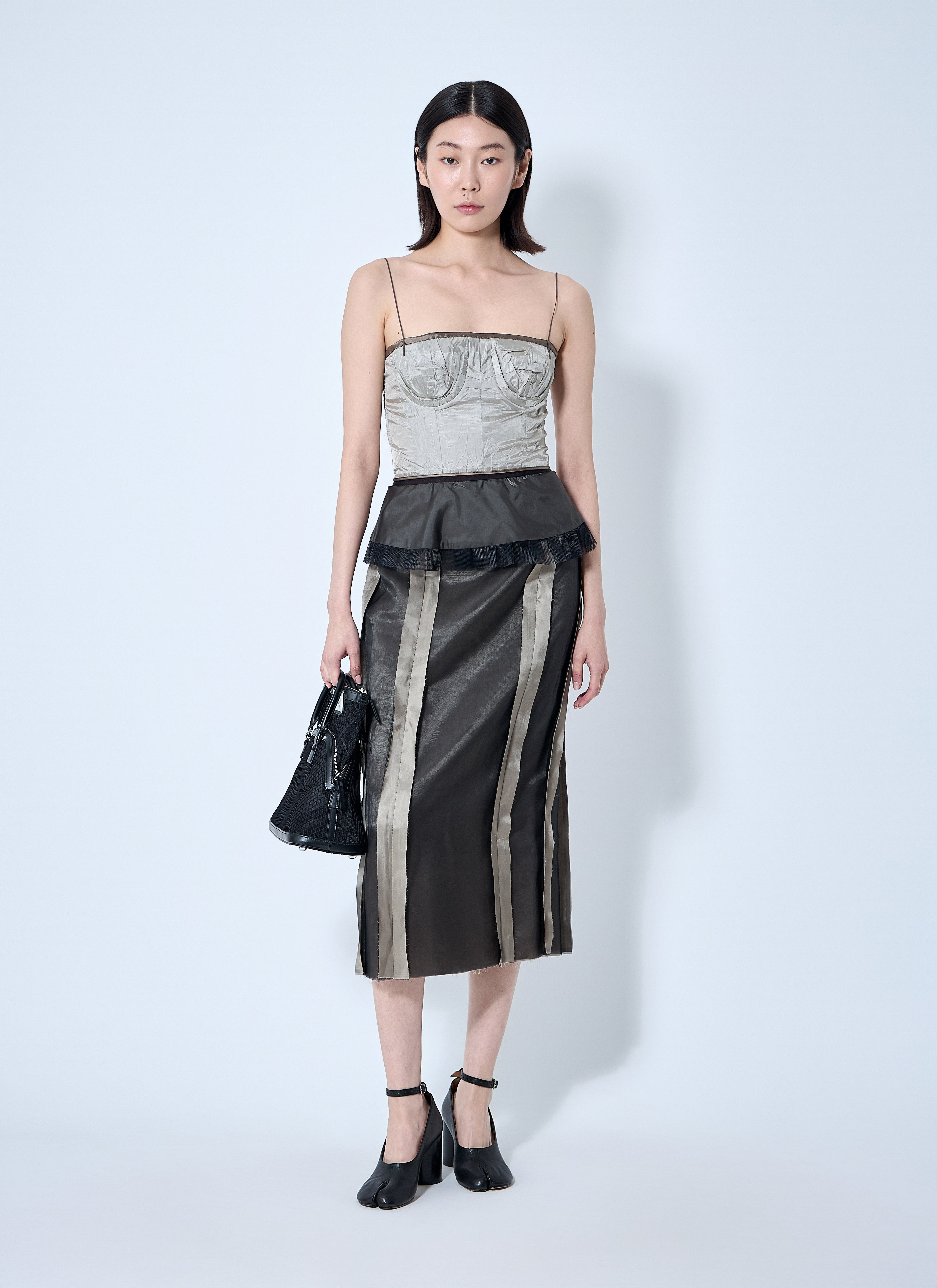 Maison Margiela Women Contrast Panel Silk Midi Dress - 2