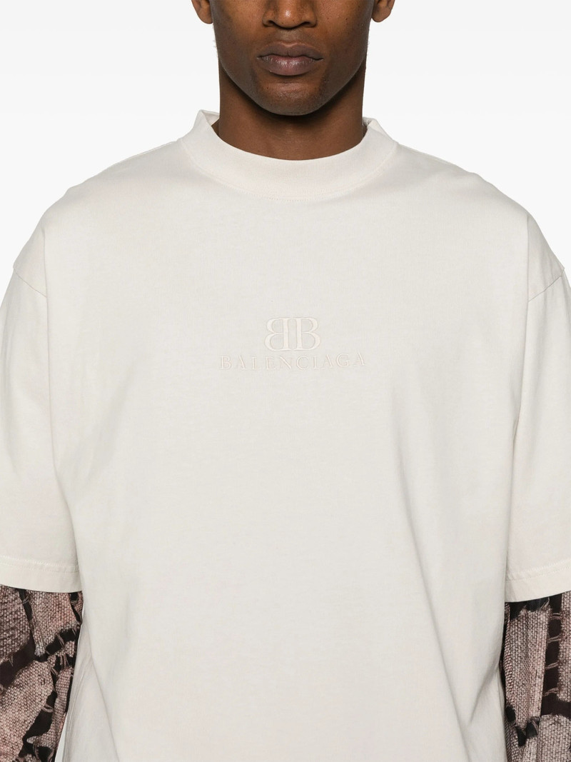 BALENCIAGA logo-embroidered cotton T-shirt outlook