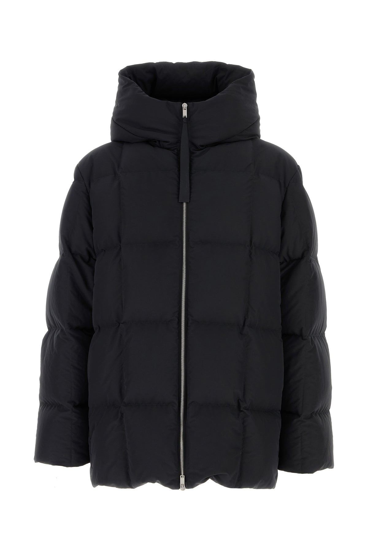 Black nylon down jacket - 1