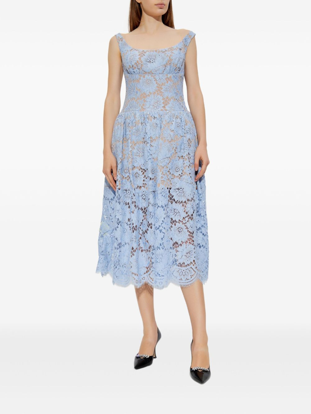 floral-lace midi dress - 3