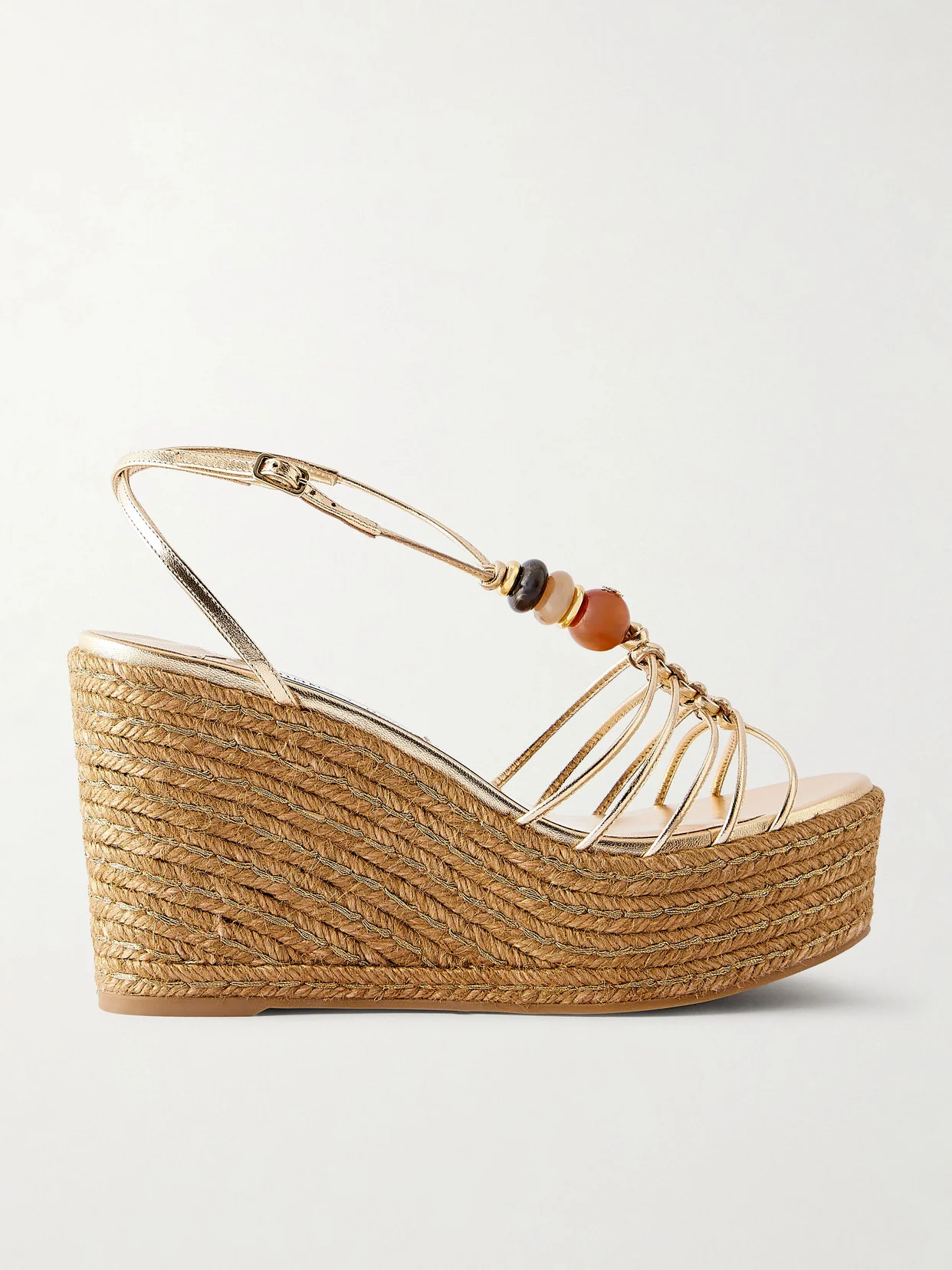 Lemi 100 Embellished Metallic-leather Platform Wedge Sandals - 1