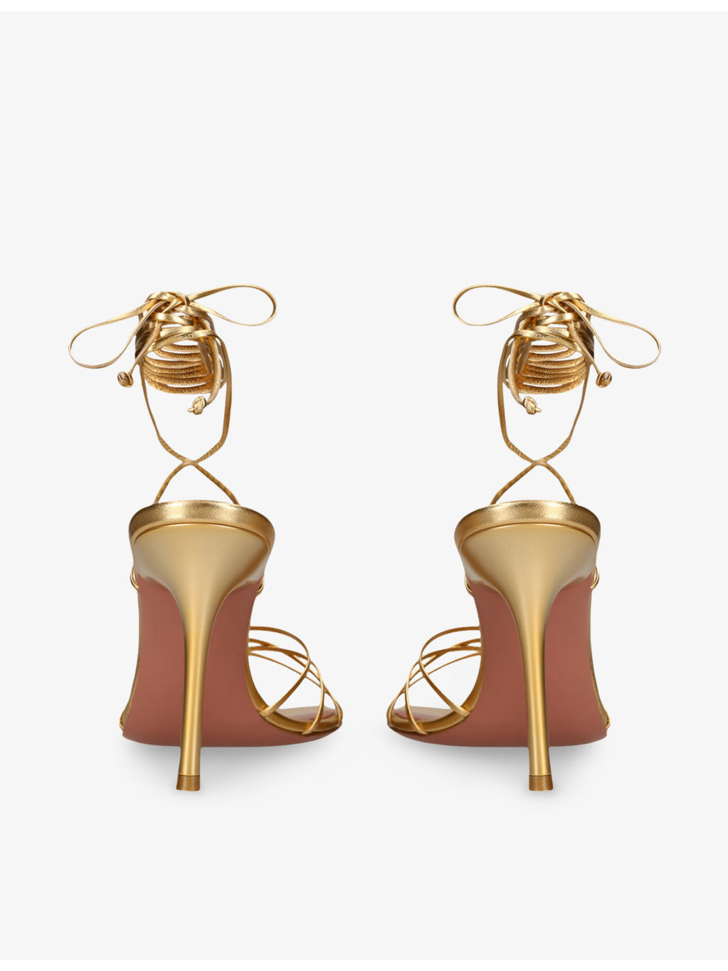 Lori Lace-Up Metallic-Leather Heeled Sandals - 4