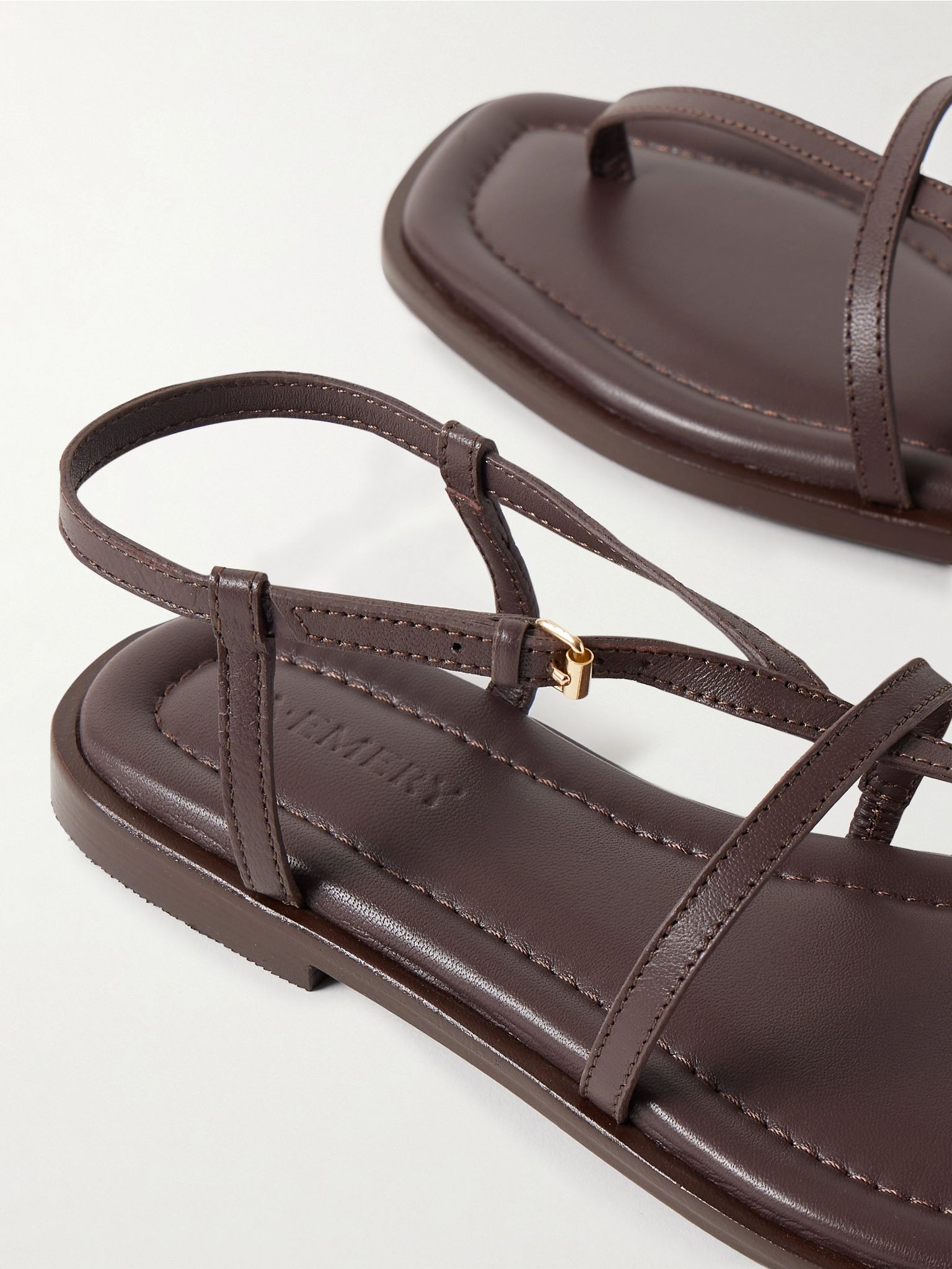 Remly textured-leather sandals Chocolate - 4