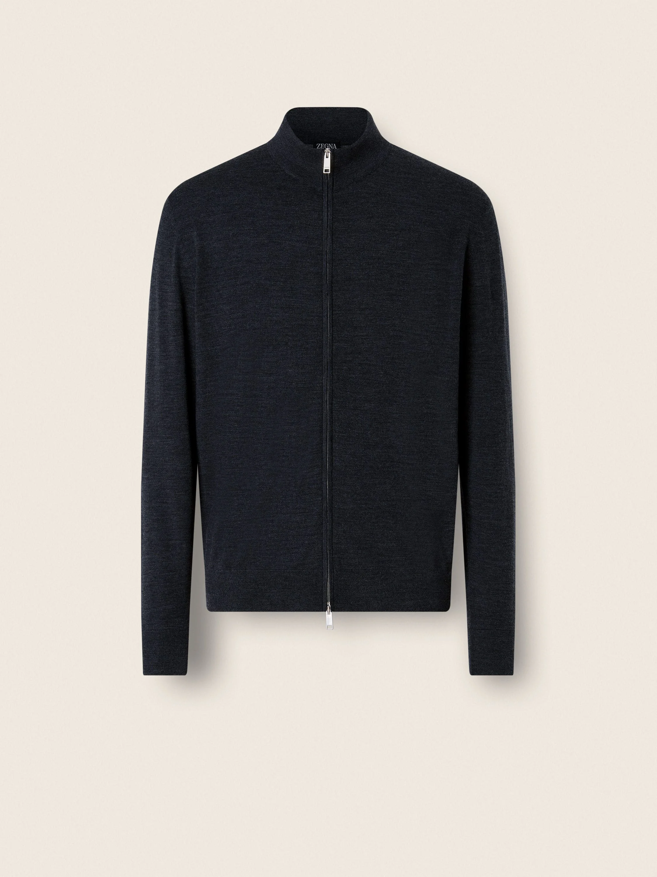 NAVY BLUE TROFEO 15MILMIL15 WOOL FULL ZIP CARDIGAN - 1