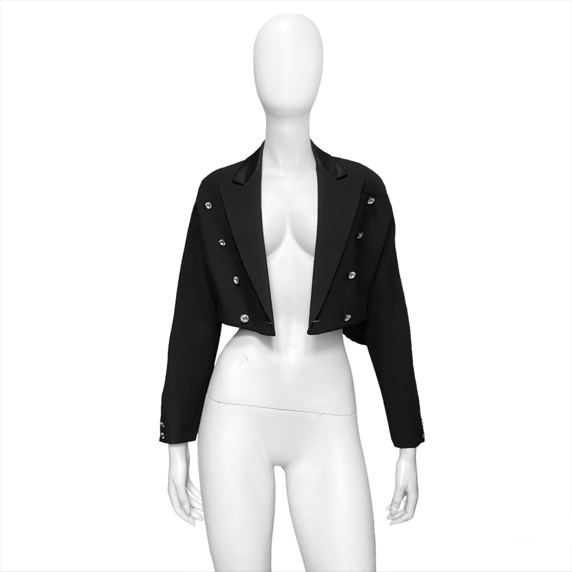 Gianni Versace 1987 fall cropped power shoulder wool silk blazer 40 - 6