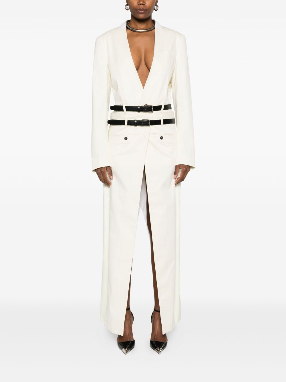 belted buttoned coat - 2