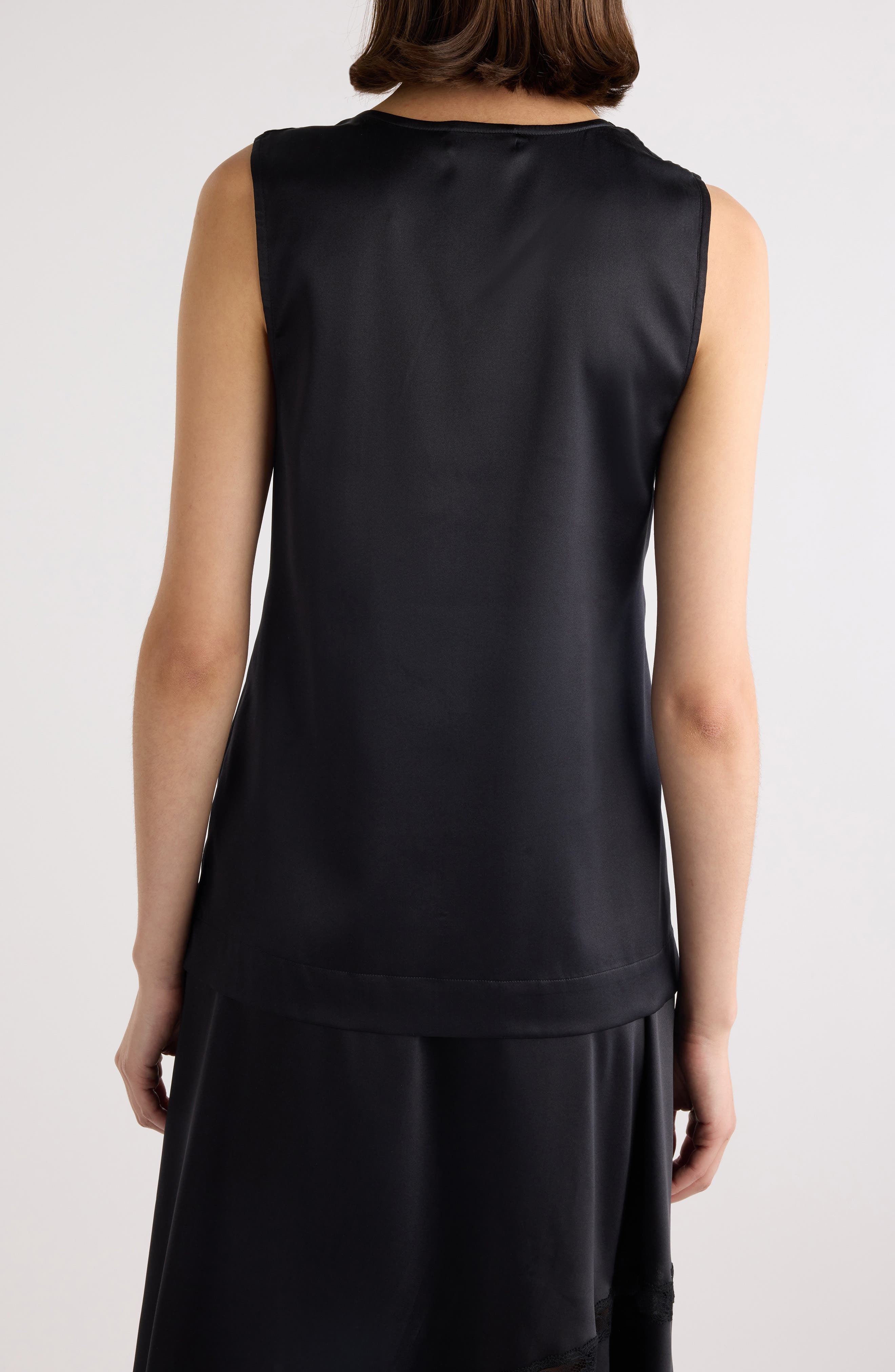 Dries Van Noten Twist Detail Stretch Silk Top in Black at Nordstrom - 3