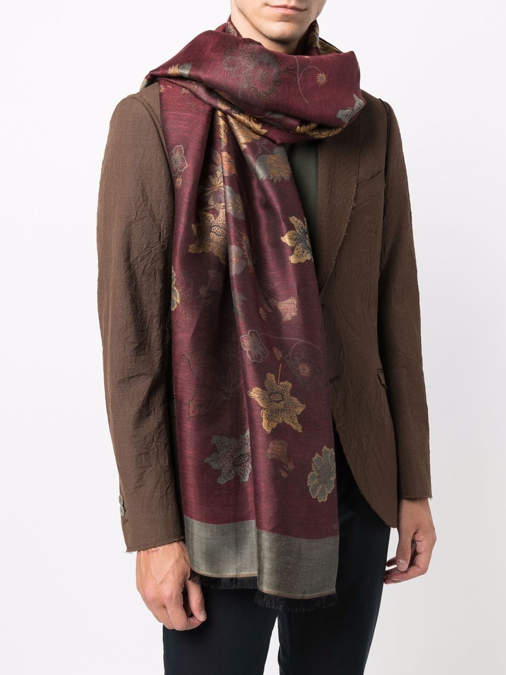 floral-jacquard scarf - 2