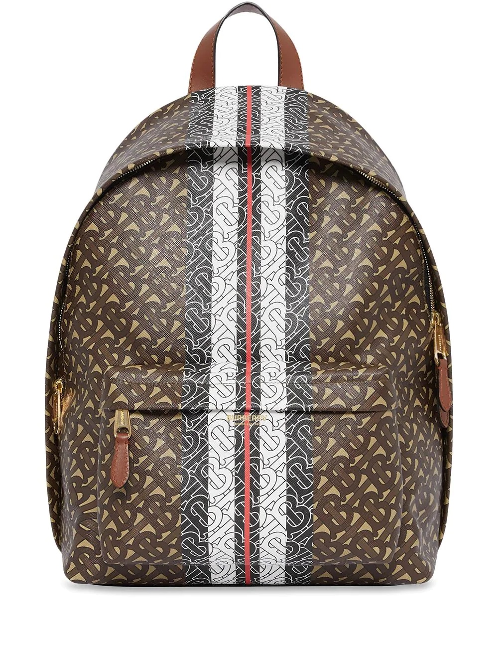 Monogram Stripe Print E-canvas Backpack - 1