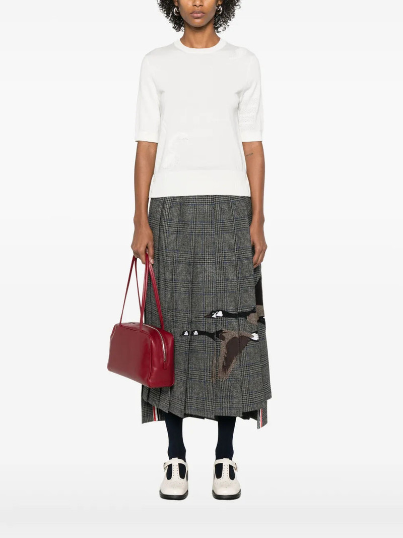 Thom Browne Feather Intarsia Pointelle 4-Bar Tee Women outlook