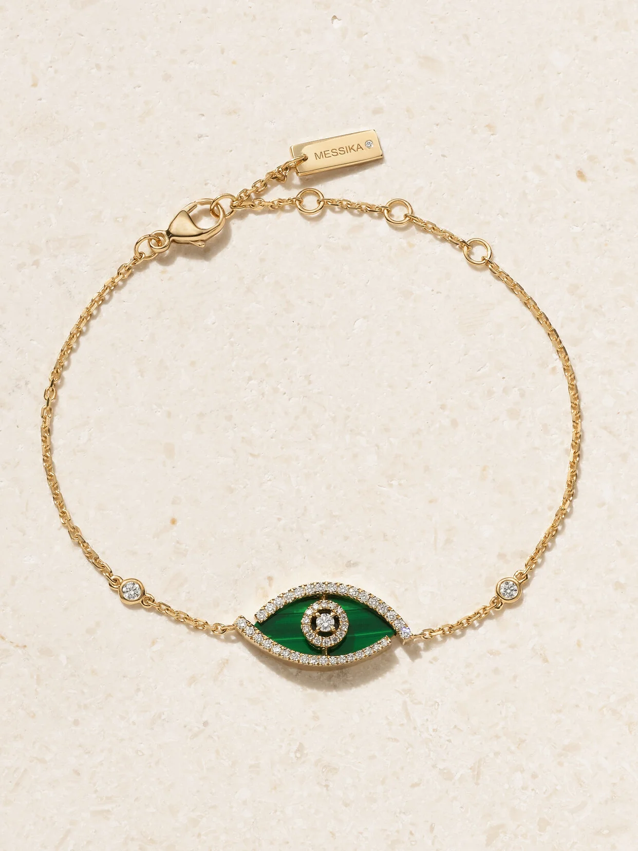 Lucky Eye 18-karat Gold, Malachite And Diamond Bracelet - 1