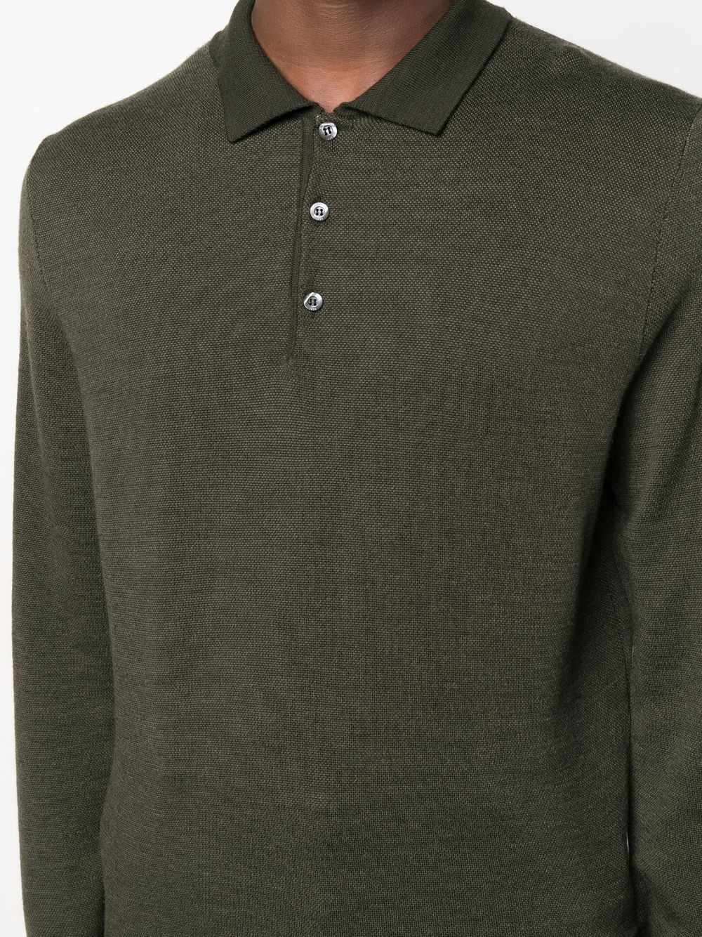 long-sleeve wool polo shirt - 5