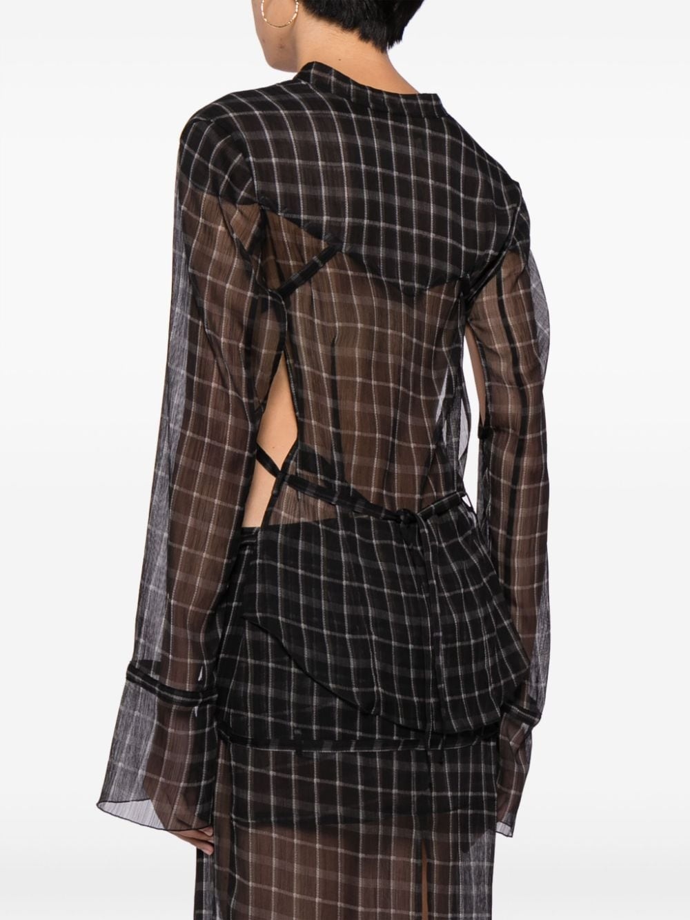 Modular cut-out sheer shirt - 4