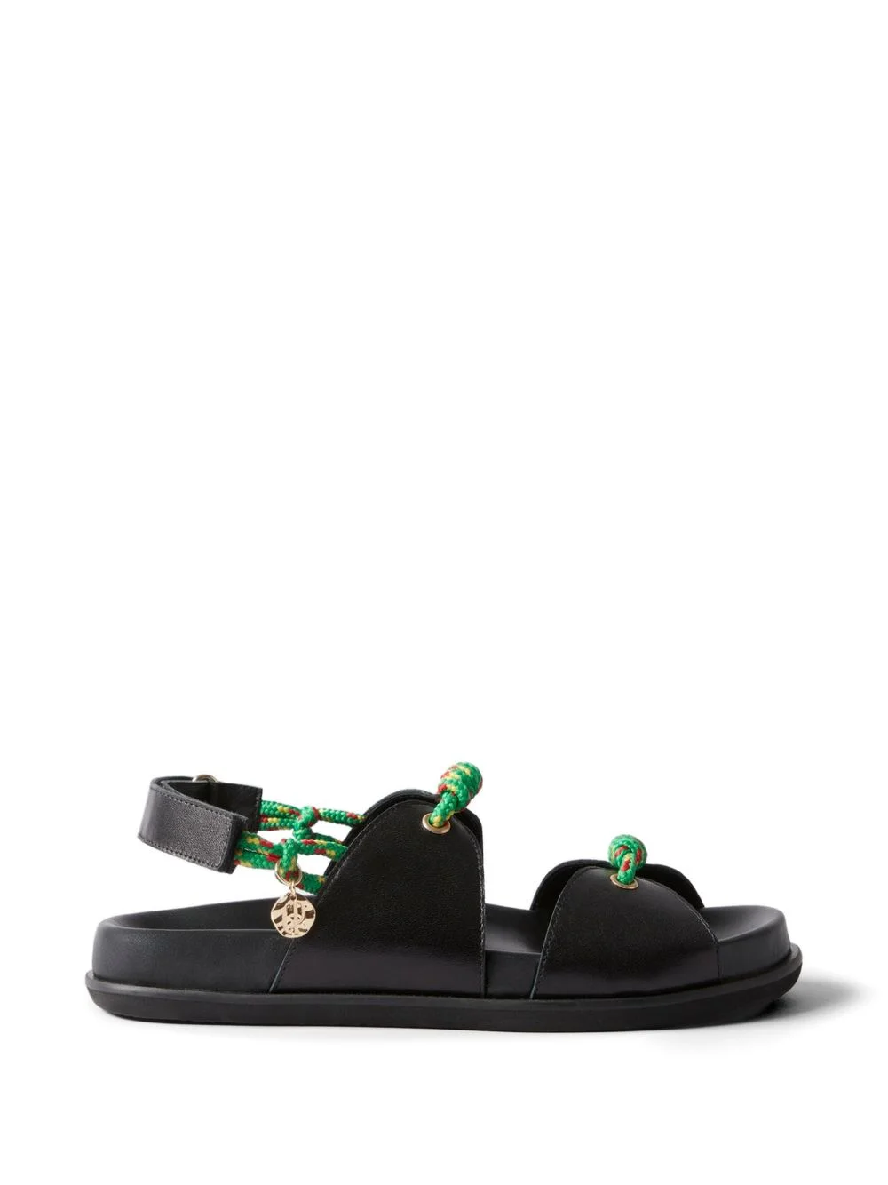 cord charm leather sandals - 1
