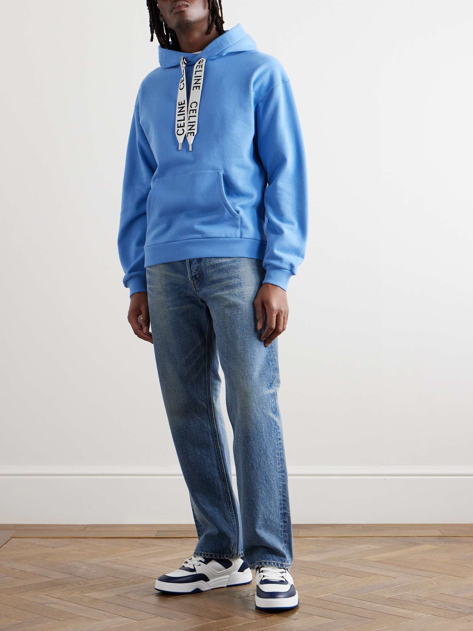 関税込 celine loose hoodie in cotton fleece CELINE LOOSE HOODIE IN COTTON FLEECE - BLACK / WHITE | CELINE
