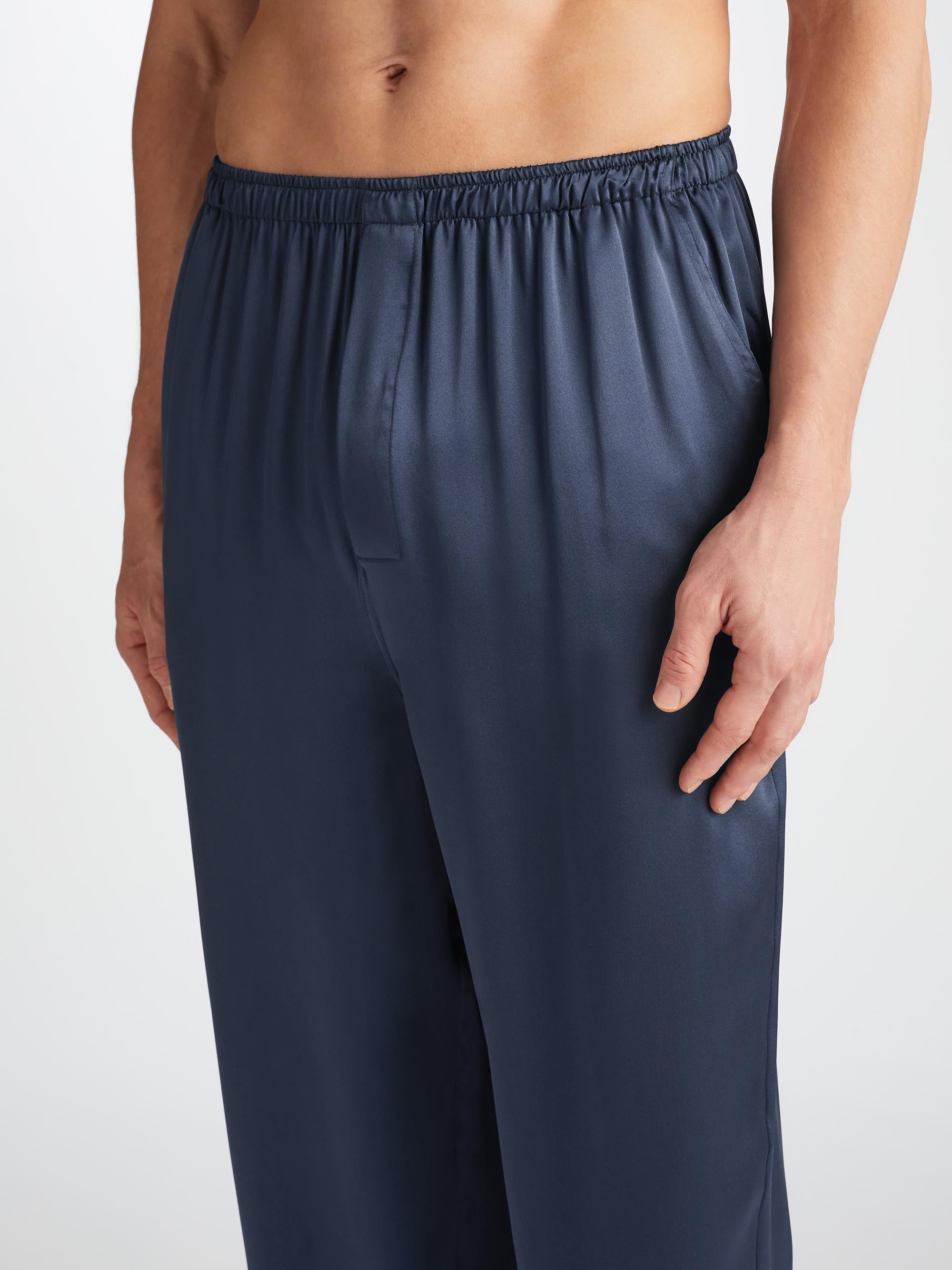 Men's Pyjamas Bailey Silk Satin Navy - 7