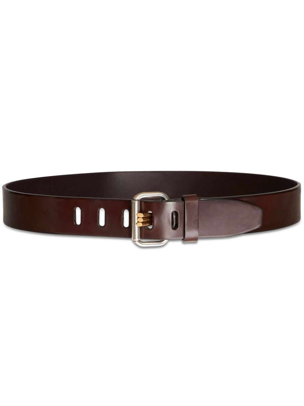 silver-tone leather belt - 1