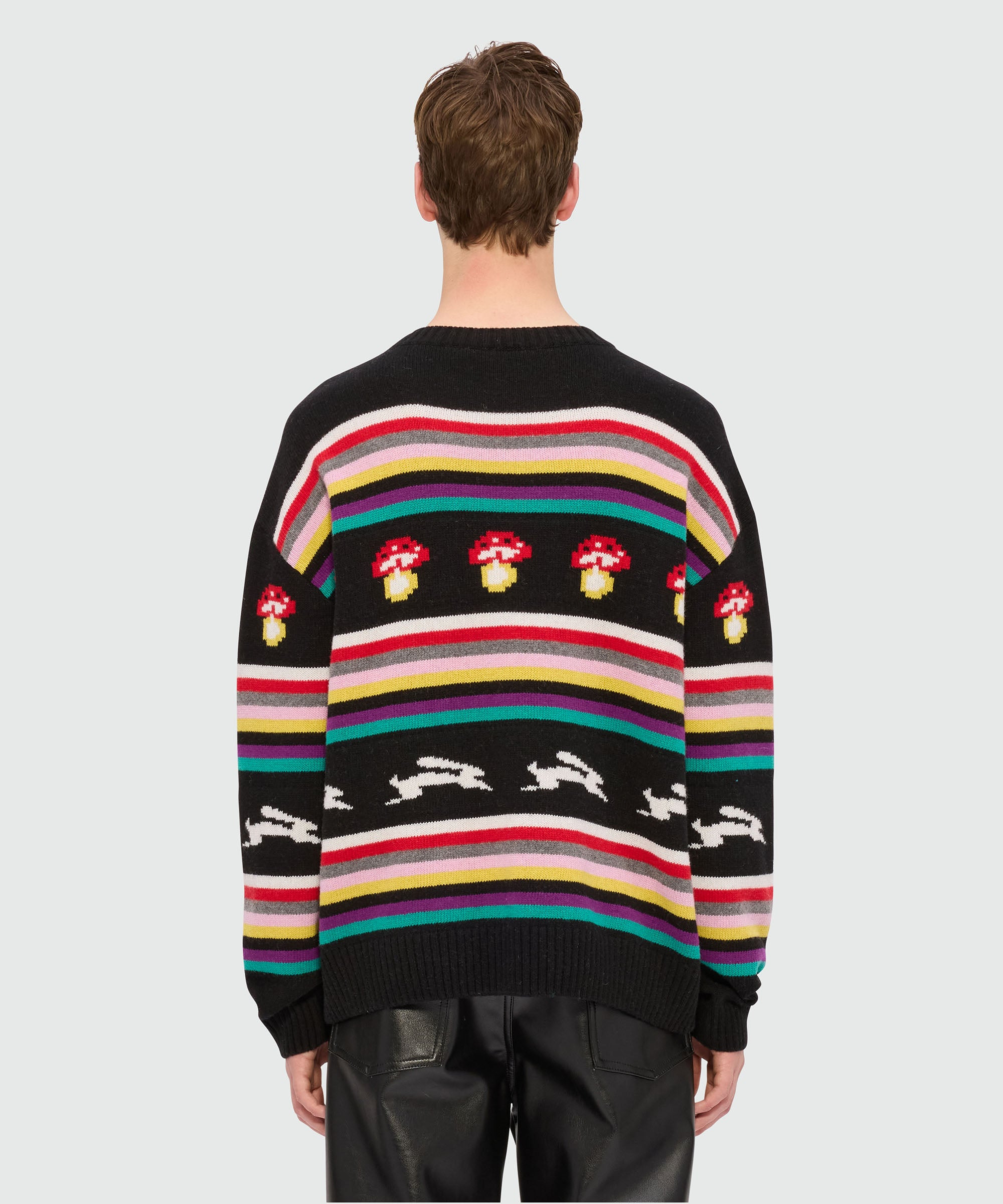 Multicolor jacquard sweater "Follow the rabbit®" and "I Love Mushrooms" - 3