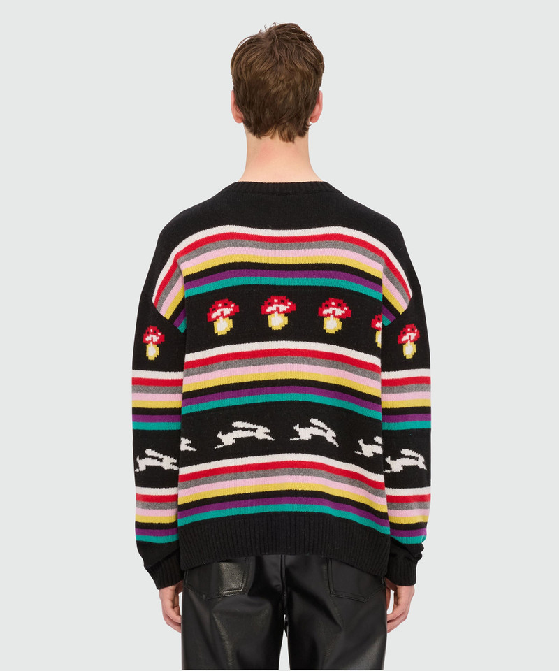 Multicolor jacquard sweater "Follow the rabbit®" and "I Love Mushrooms" 3