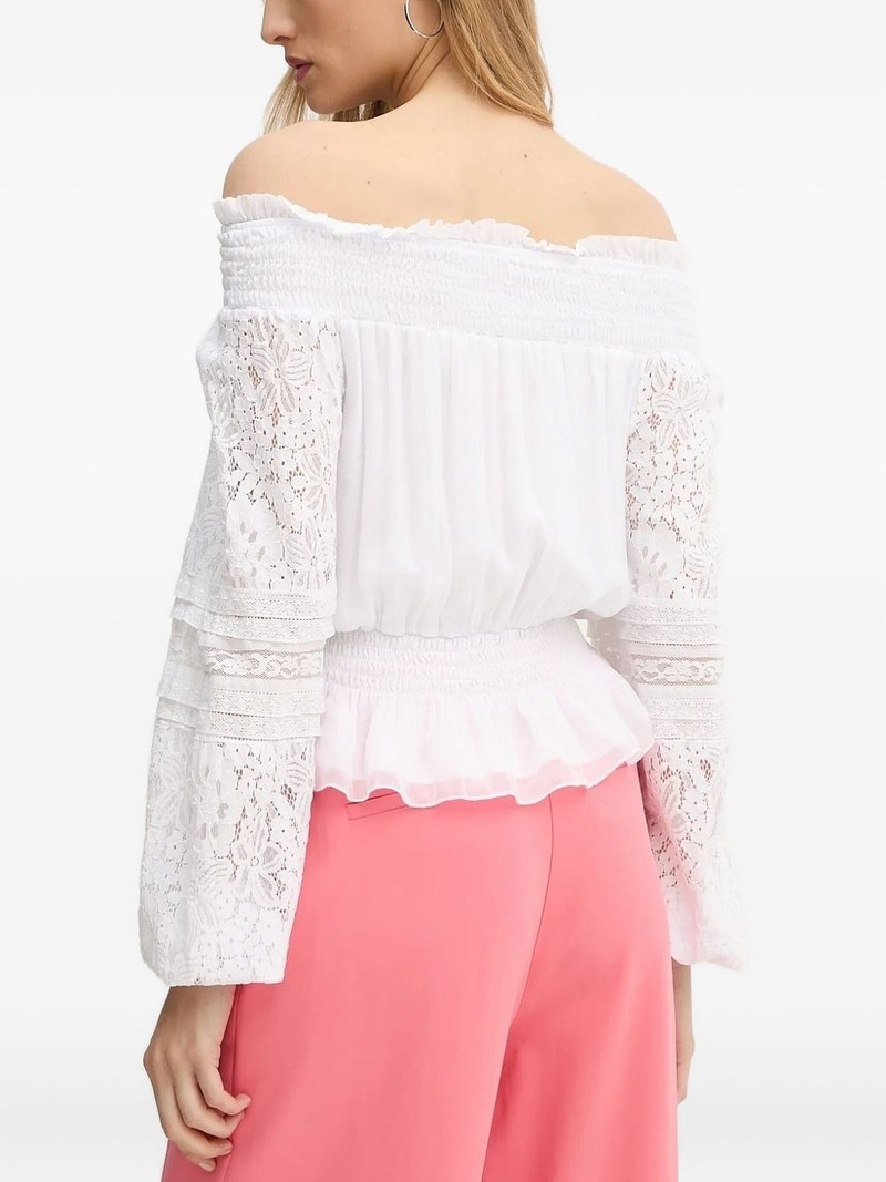 GUESS USA lace-trimmed smocked top outlook