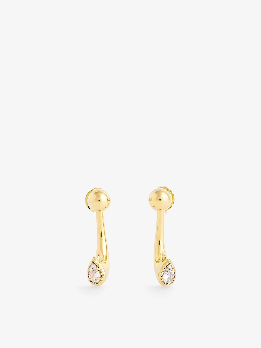Radiant 12ct yellow gold plated-brass earrings - 1