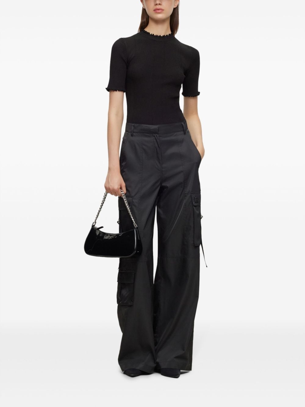 ruffle-trim ribbed-knit top - 2