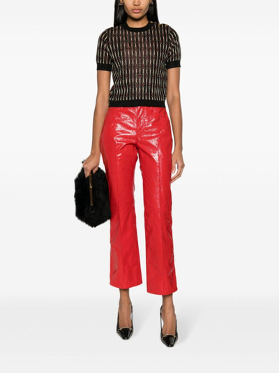 GUCCI Red Bootcut Leather Trousers outlook