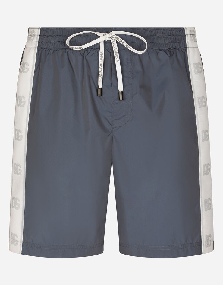 Mid-length swim trunks with branded bands - 1
