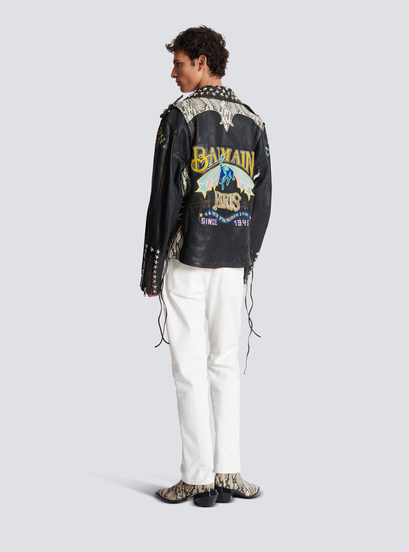 Balmain Western leather biker jacket 4