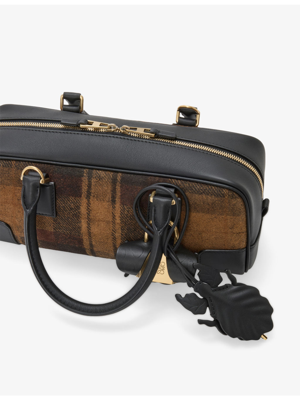 Amazona 23 Tartan Cropped Leather And Fabric Shoulder Bag - 7