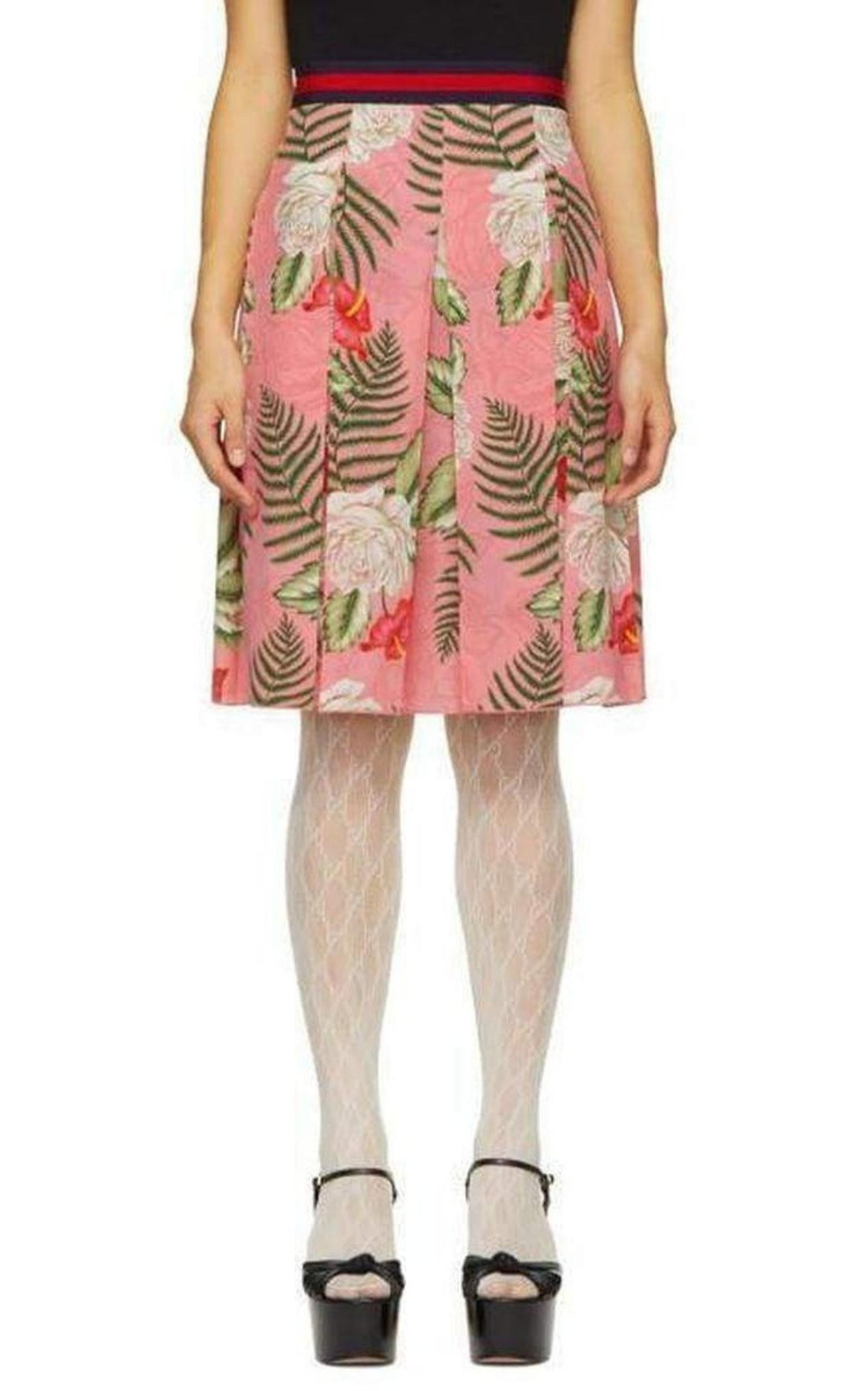 Pink Floral Pleated Mini Skirt - 4