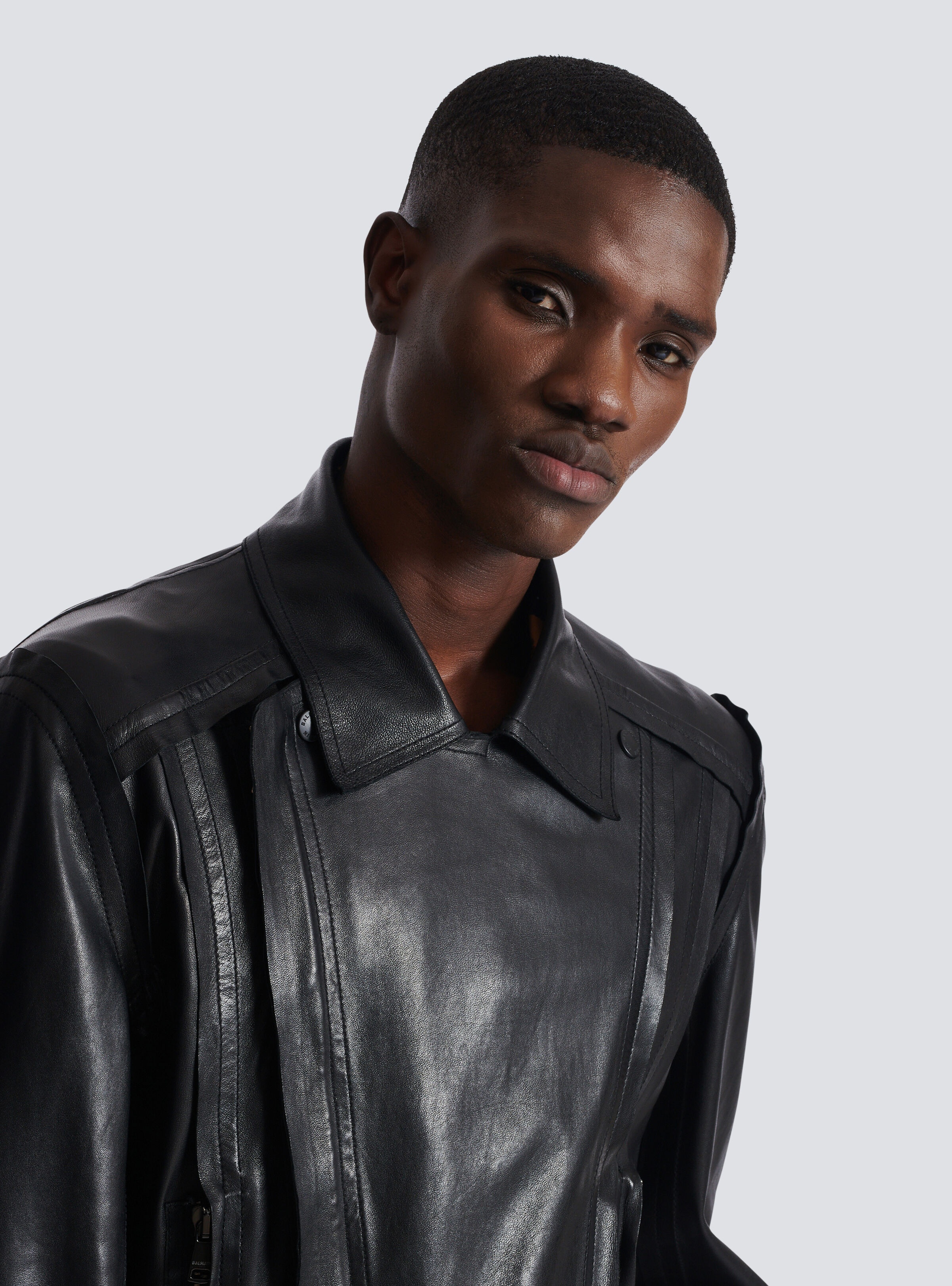 Lightweight lambskin leather biker jacket - 7