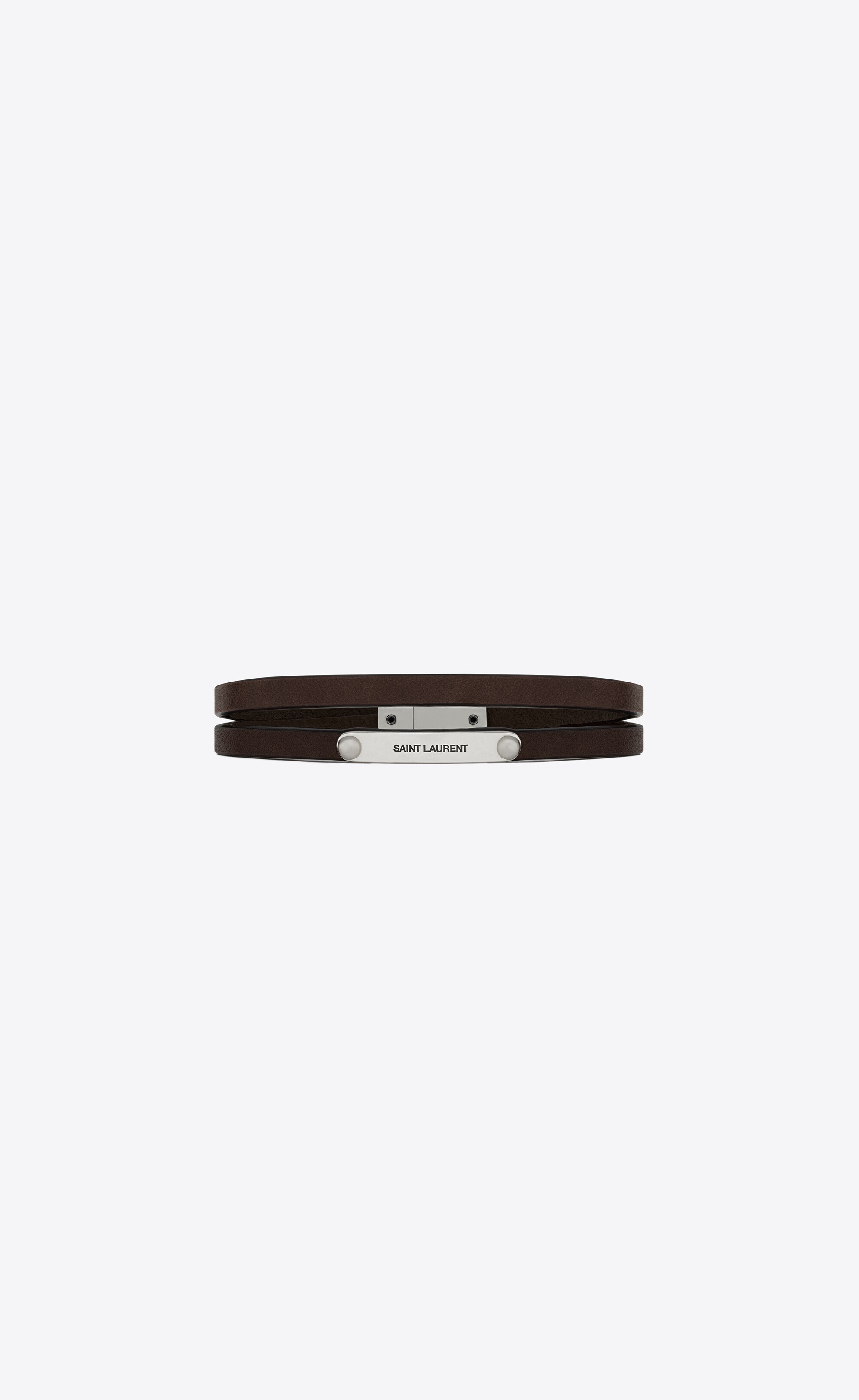 double-wrap id bracelet in leather - 1