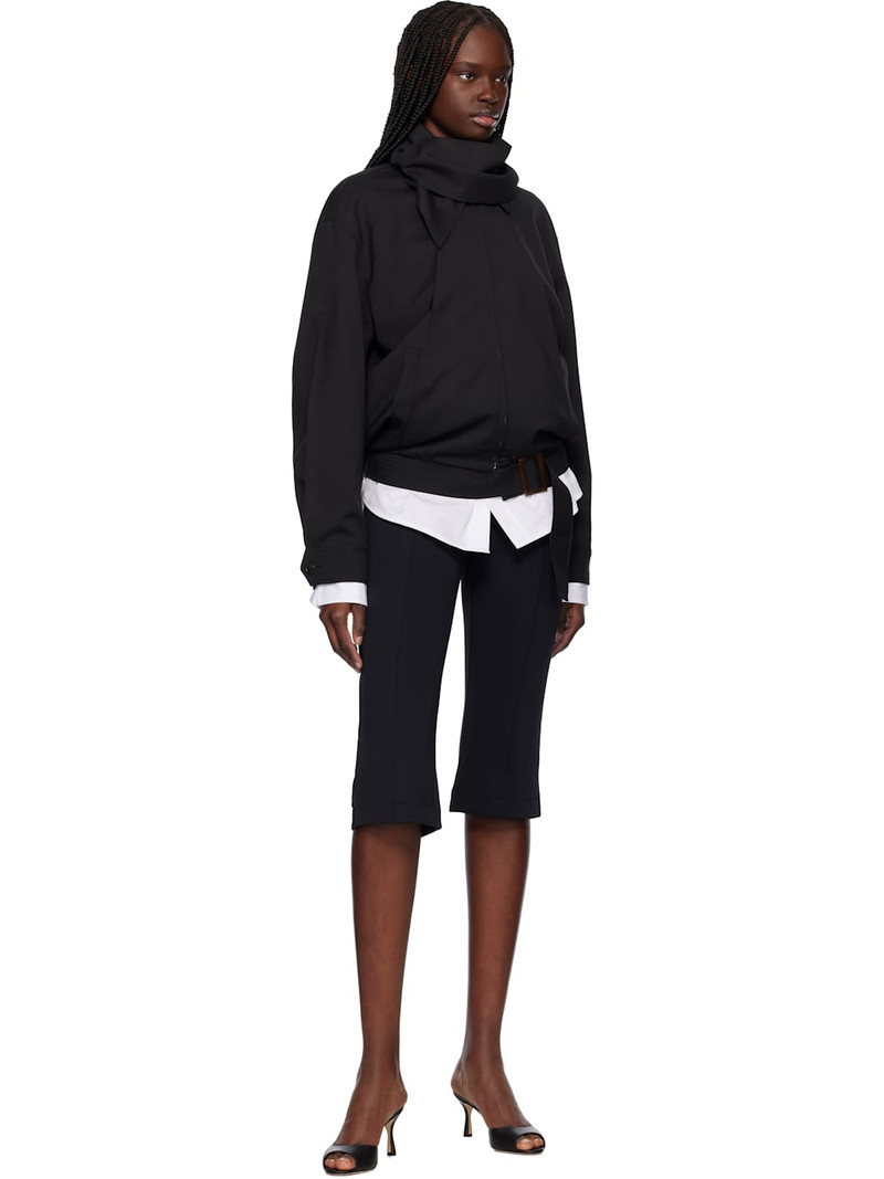 RECTO Black Scarf Detail Harrington Jacket outlook