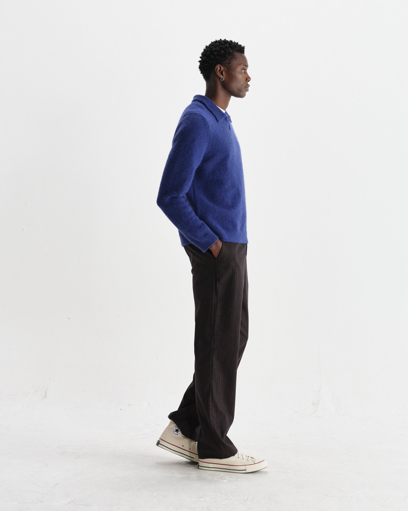 Carter - Blue Open Collar Fluffy Wool Knit Polo 6
