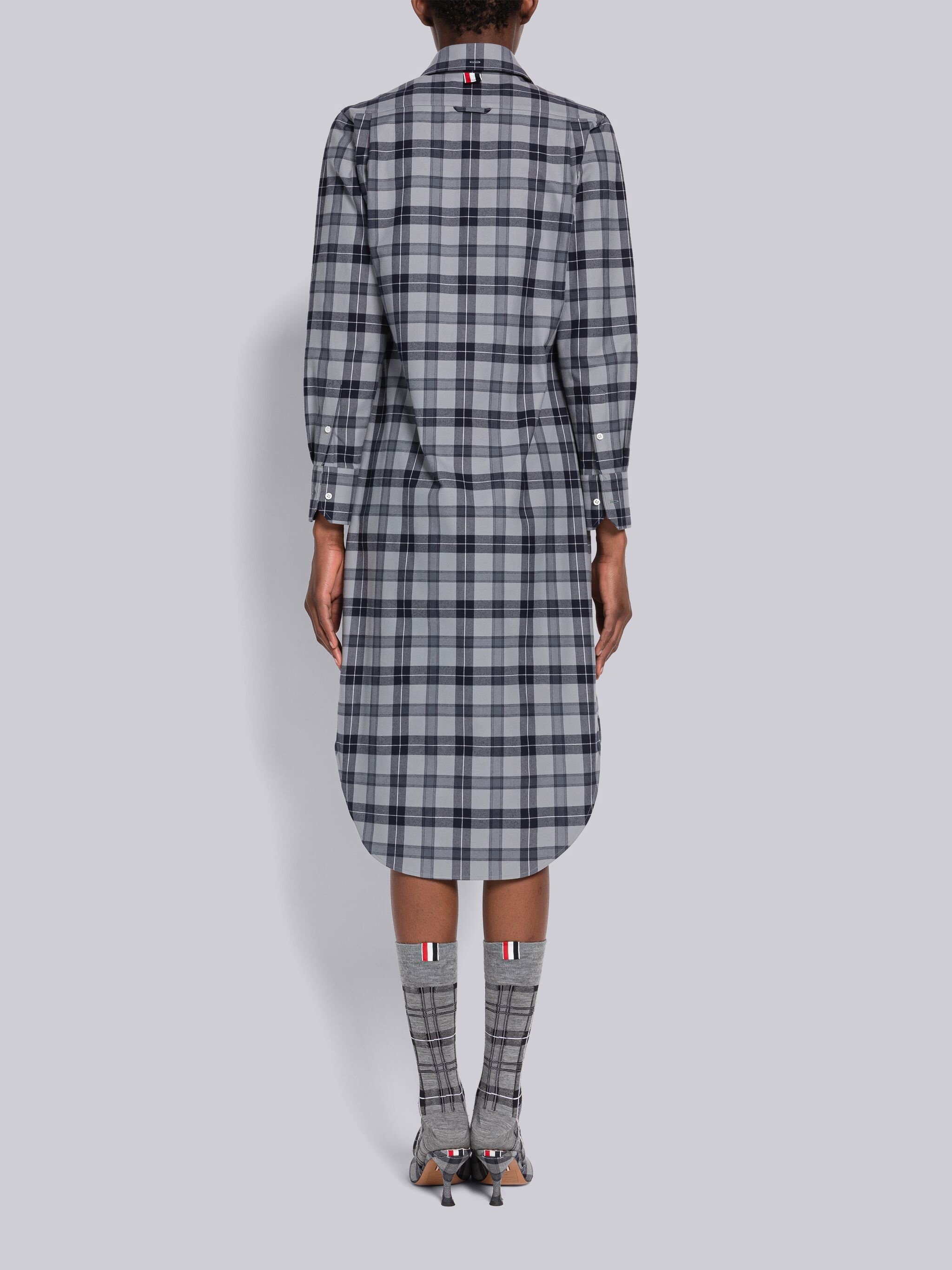 Tartan Flannel Round Collar Shirtdress - 3