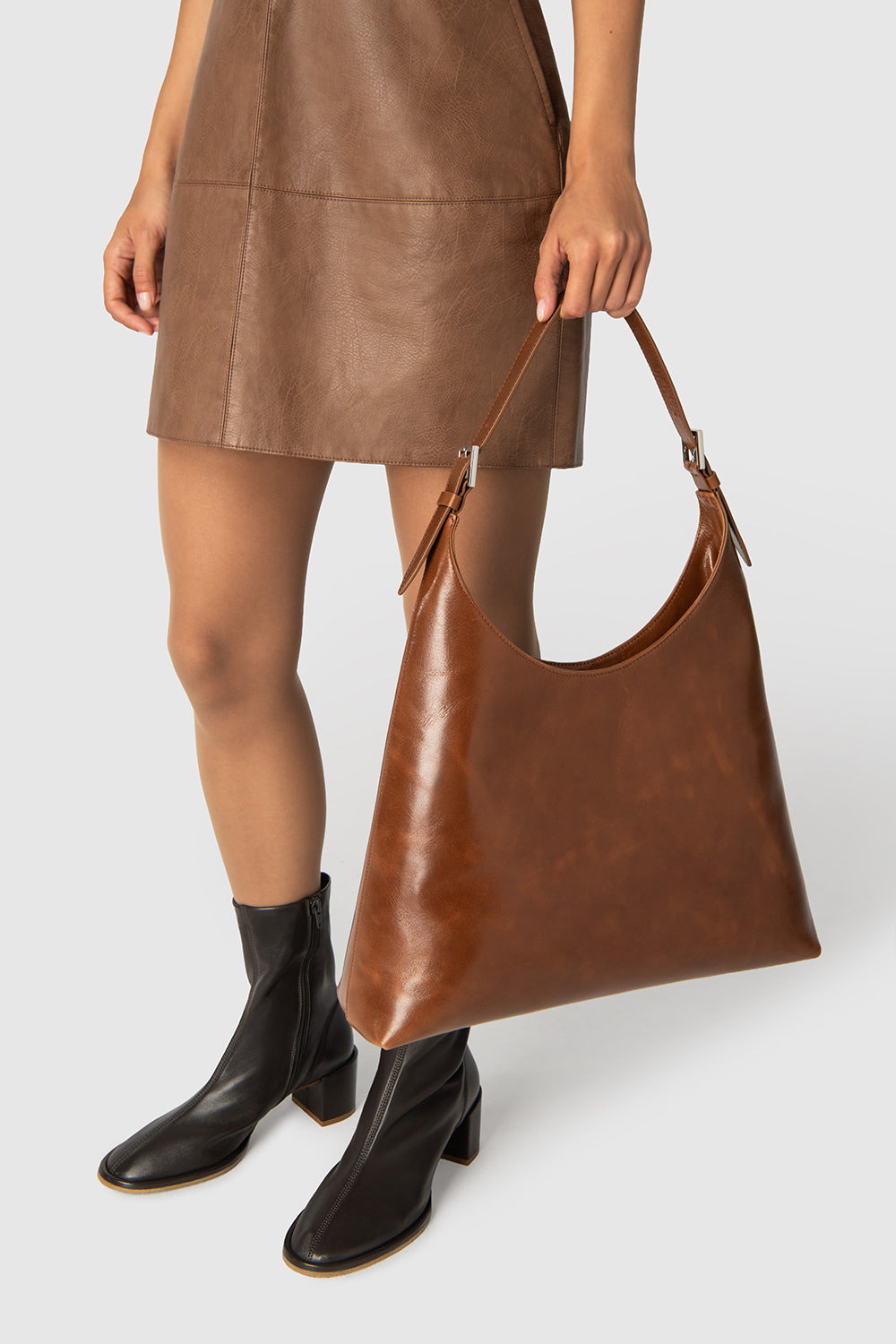 Camryn Tan Distressed Leather Shoulder Bag - 5