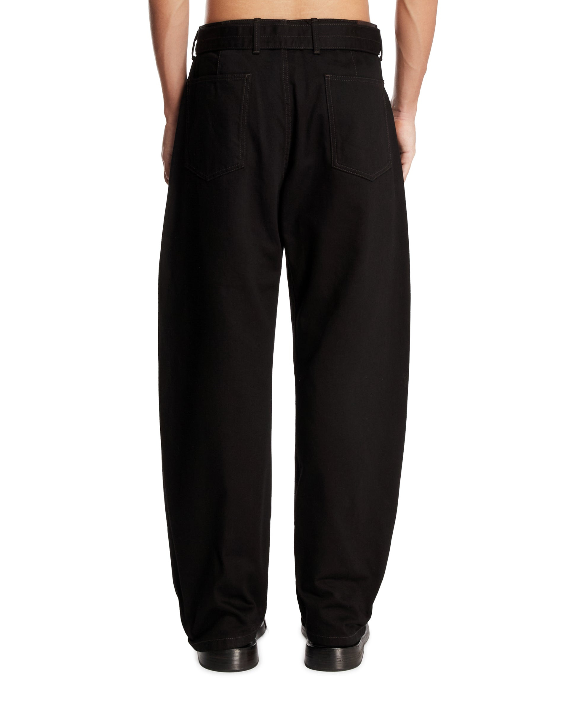 Black Twisted Trousers with Belt - 3