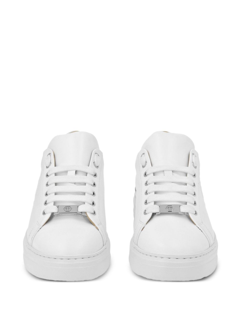 embossed leather sneakers - 3