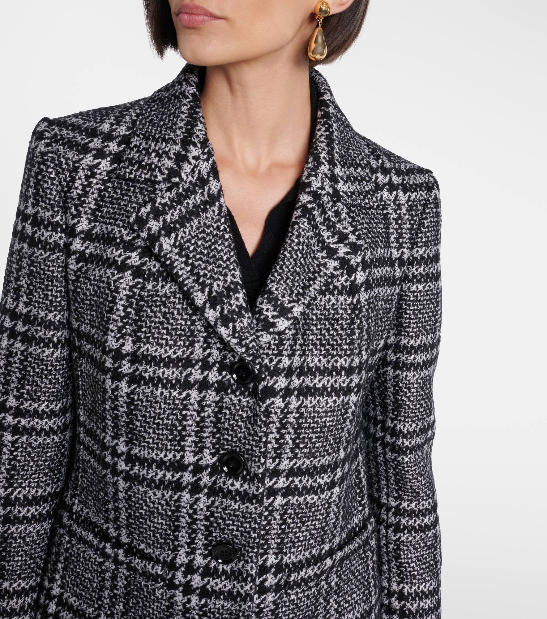 Checked wool, silk, and llama-blend jacket - 4